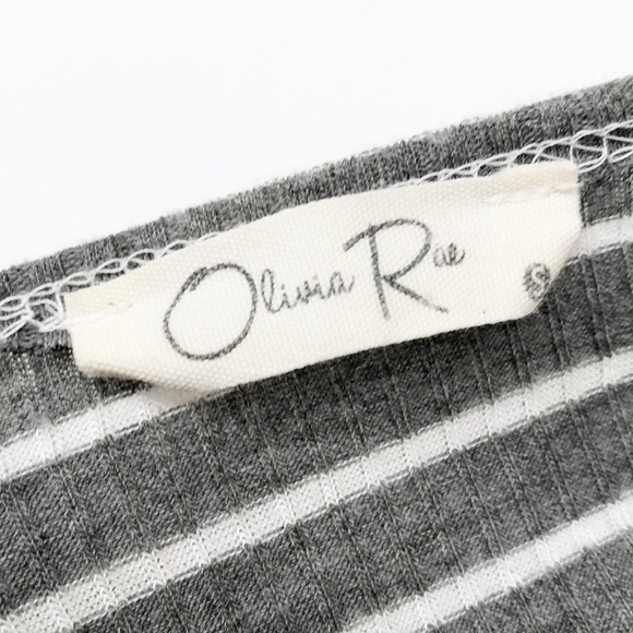 Olivia Rae gray/white striped high slit tunic open cardigan - Picture 4 of 6
